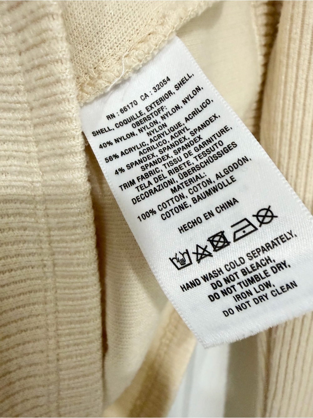 Anthropologie Cream Ribbed Long Sleeve Square Neck Top - Picture 4 of 7